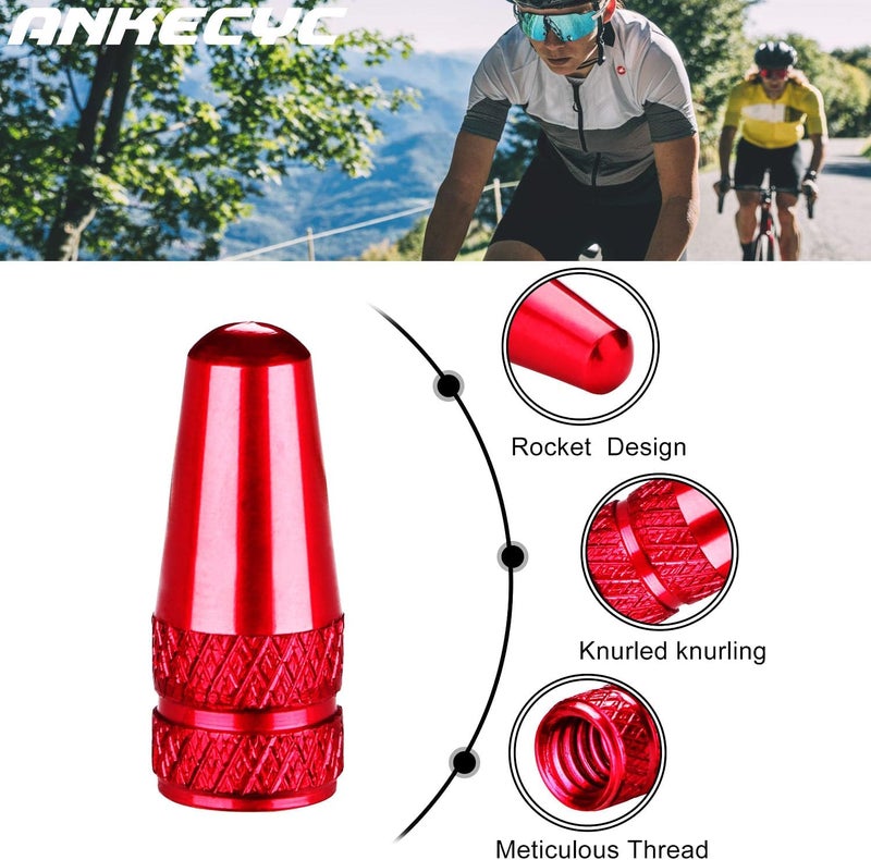 ANKECYC Red Aluminum Presta Valve Caps for Bike Tires – Fits Presta/French Valve Stems on MTB, Road, Hybrid & Mountain Bicycles – Durable Cycling Tire Stem Covers (4 Pack) - Image 3